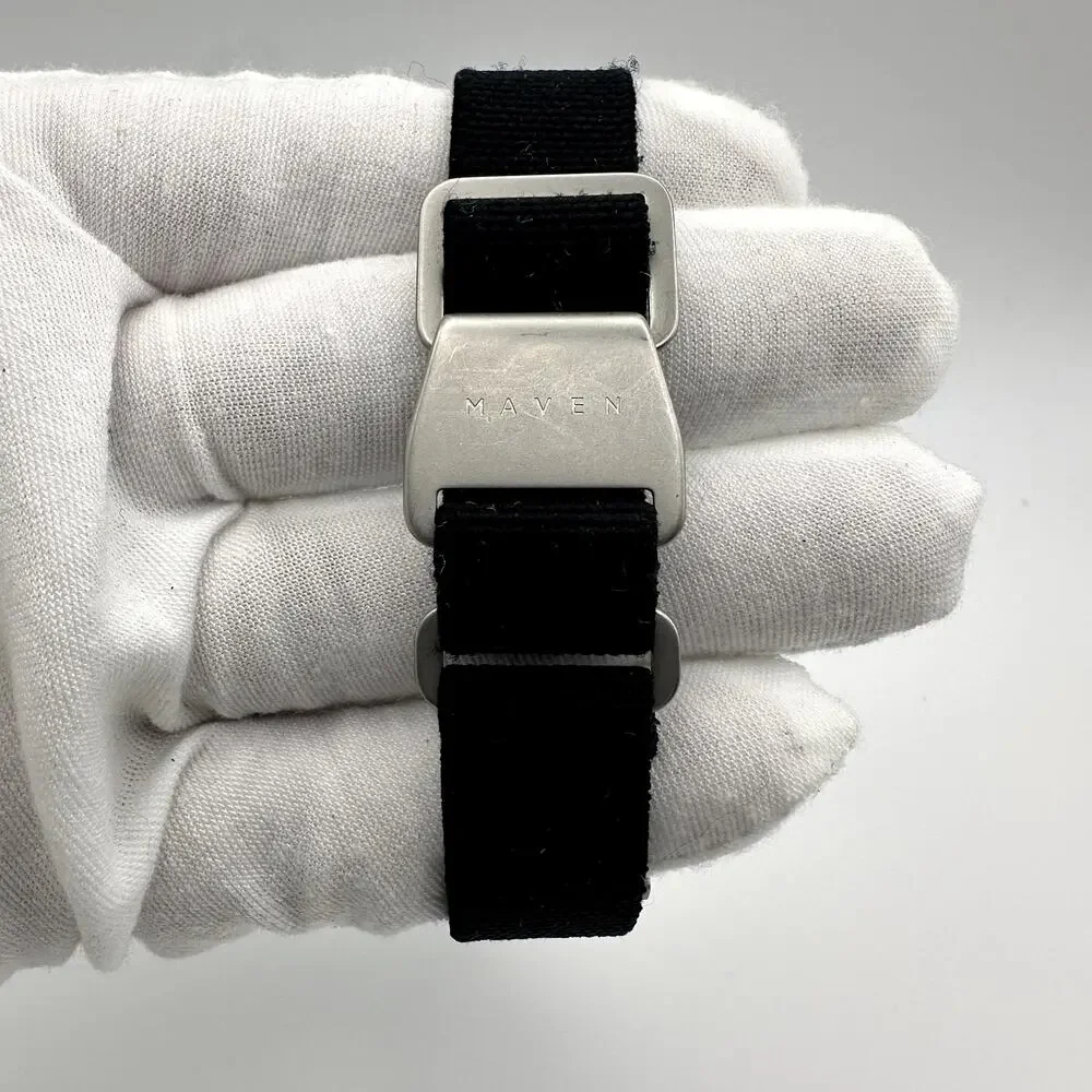 Maven MUS-G Black Dial Silver-Tone Fabric Strap Quartz Watch